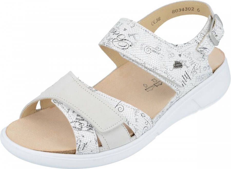 FinnComfort Nadi words nubuc wit zilveren sandaal Finn(37 Kleur Wit )