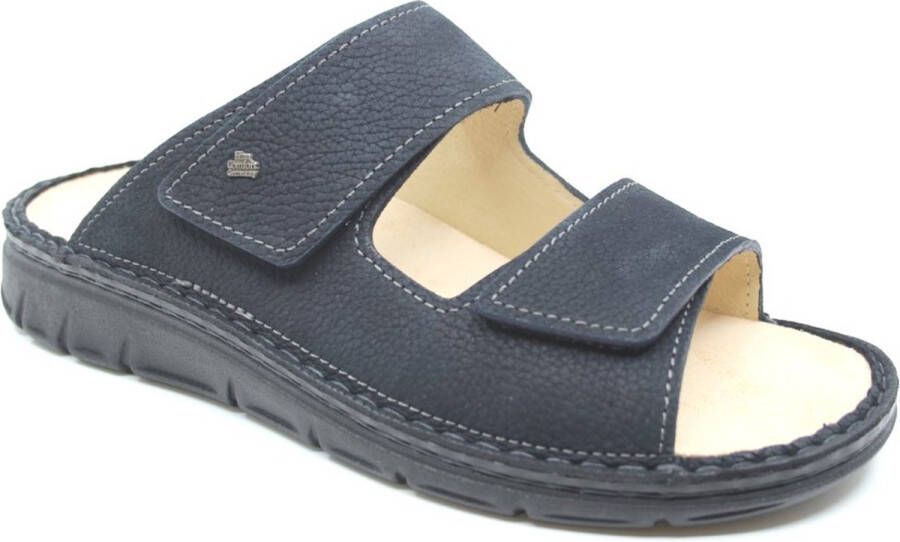 FinnComfort Finn Comfort RAB 01544-049413 Blauwe heren slippers met klittenband sluiting en uitneembaar voetbed