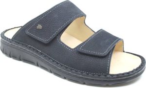 FinnComfort Finn Comfort RAB 01544-049413 Blauwe slippers met klittenband sluiting en uitneembaar voetbed