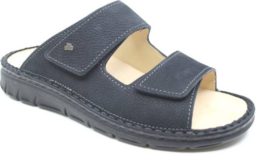 FinnComfort Finn Comfort RAB 01544-049413 Blauwe heren slippers met klittenband sluiting en uitneembaar voetbed