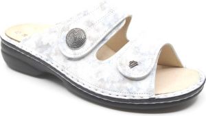 FinnComfort Finn Comfort SANSIBAR 02550-764485 Off White combi kleurige slippers met twee klittenbanden