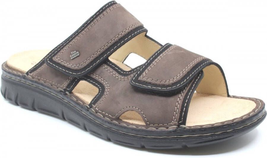 Finn comfort THASOS bruine heren slippen met 2 klittenbanden