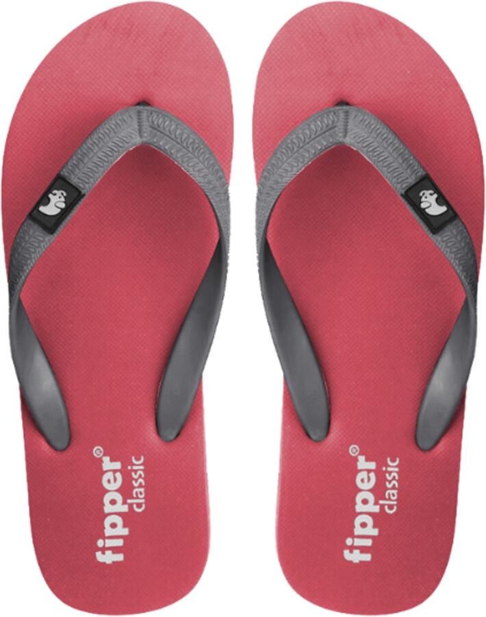 Fipper Classic Red Grey Teenslippers Unisex Natuurrubber