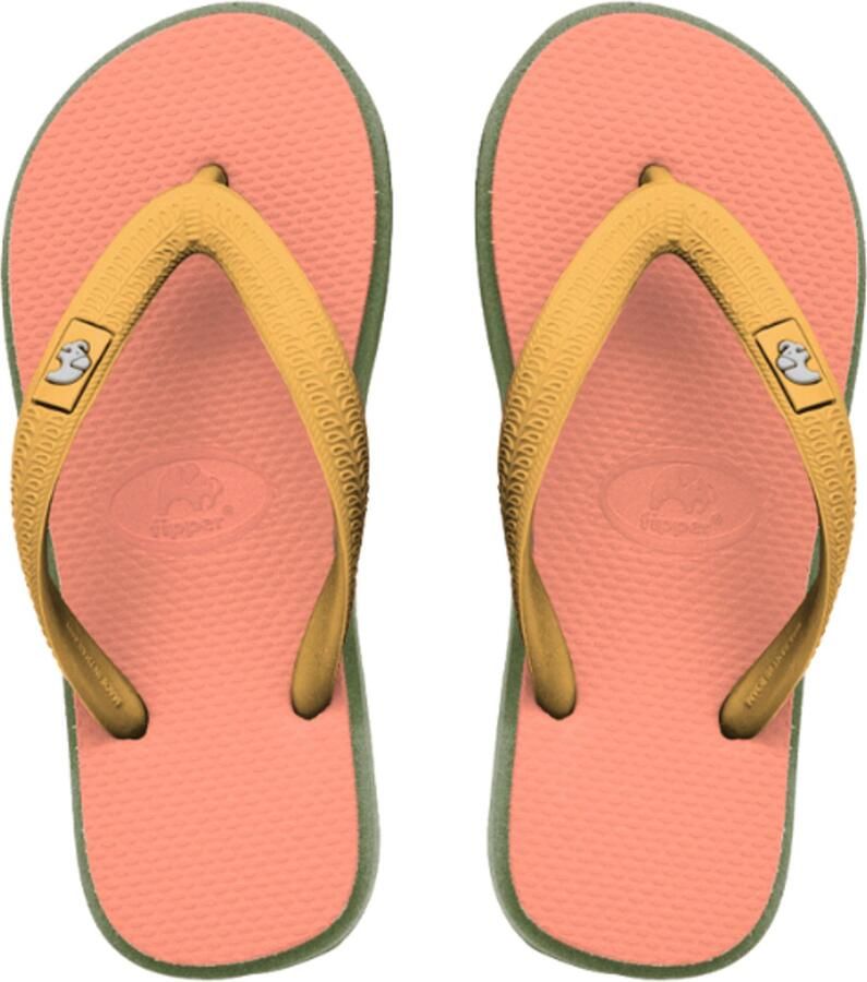 Fipper Kids Peach Green Yellow Teenslippers Kinderen Natuurrubber