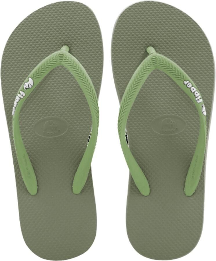 Fipper Slim Linea Green Army Teenslippers Dames Natuurrubber