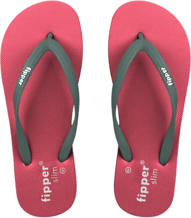 Fipper Slim Pink Green Veridian Teenslippers Dames Natuurrubber