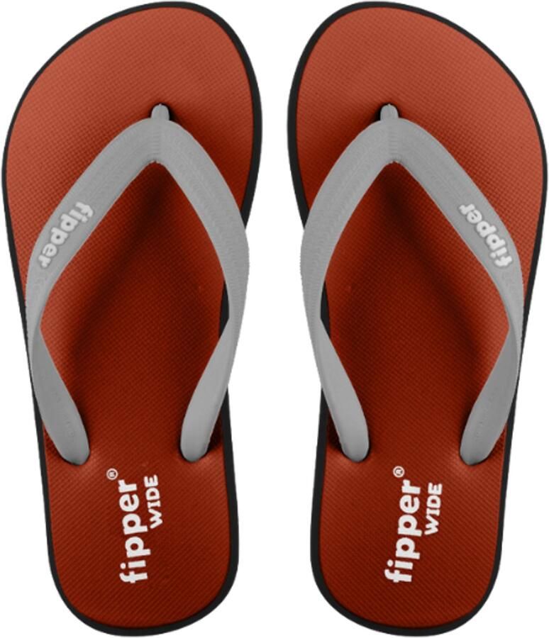 Fipper Wide Maroon Black Greylight Teenslippers Unisex Natuurrubber