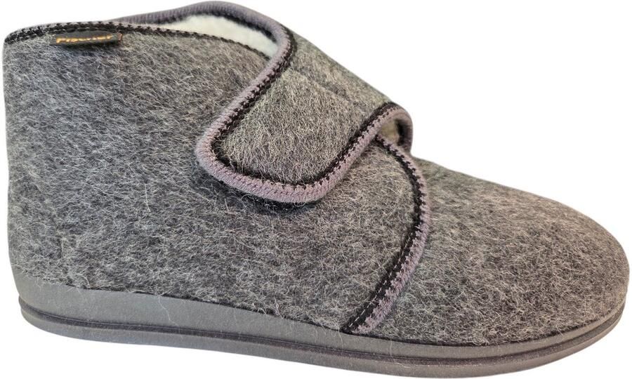 Fischer 2613 82 Hoge Pantoffels Grijs 100% Wol Heren Grijs