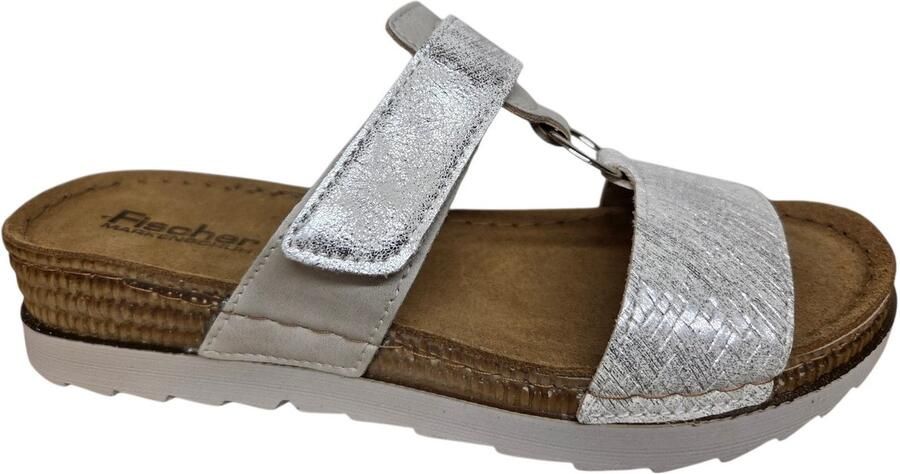 Fischer 556205 804 Slippers Zilver met Print Leer Dames Zilver - Foto 1