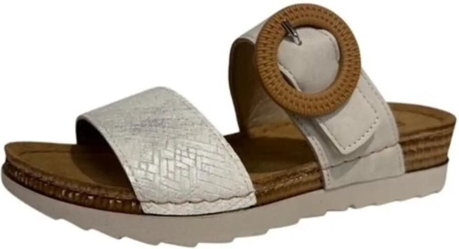 Fischer 556207 150 Slippers Zilver Print Leer Dames Zilver