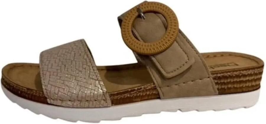 Fischer 556207 733 slippers Licht Bruin Print Leer Dames Bruin