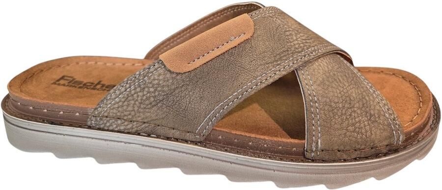 Fischer 566660 721 Slippers Grijs Leer Heren Grijs