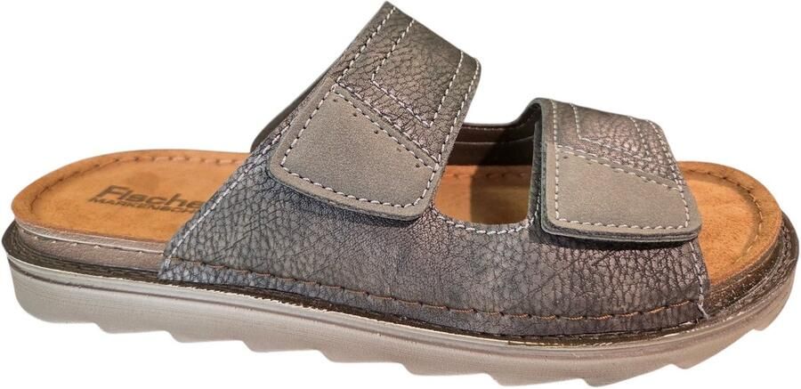 Fischer 566662 205 Slippers Grijs Leer Heren Grijs