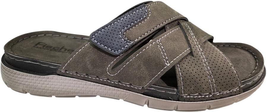 Fischer 566702 205 Slippers Grijs Leer Heren Grijs