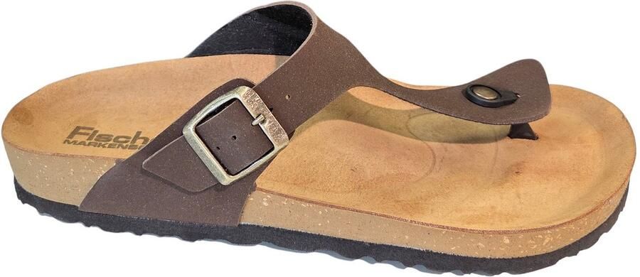 Fischer 569507 777 Teenslippers Bruin Leer Heren Bruin