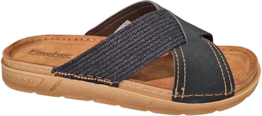 Fischer Zwarte Heren Slippers Zwart