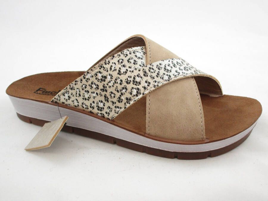 Fischer Slipper Dames Slide Beige Instap