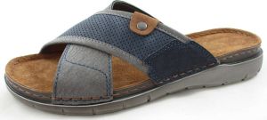 Fischer Slippers Slide Blauw Leer
