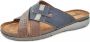 Fischer Slide Heren Slippers Blauw Bruin Leer - Thumbnail 4