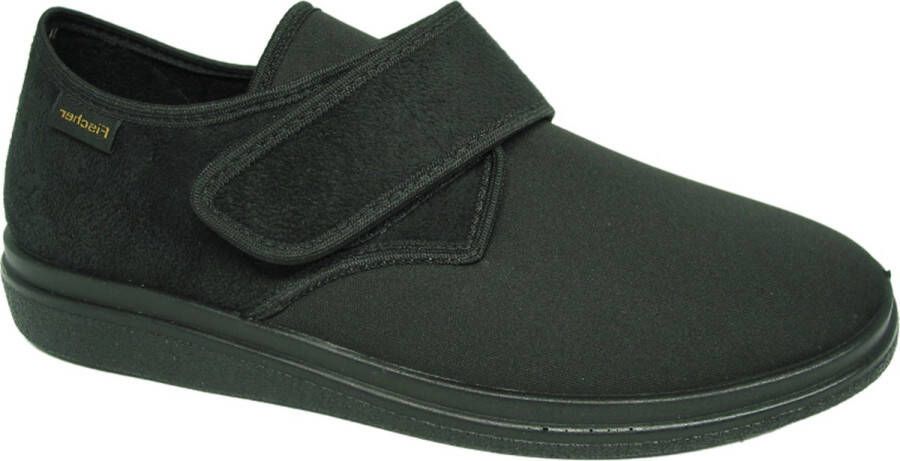 Fischer Unisex Zwarte Pantoffel Met Stretch Diabetisch Zwart