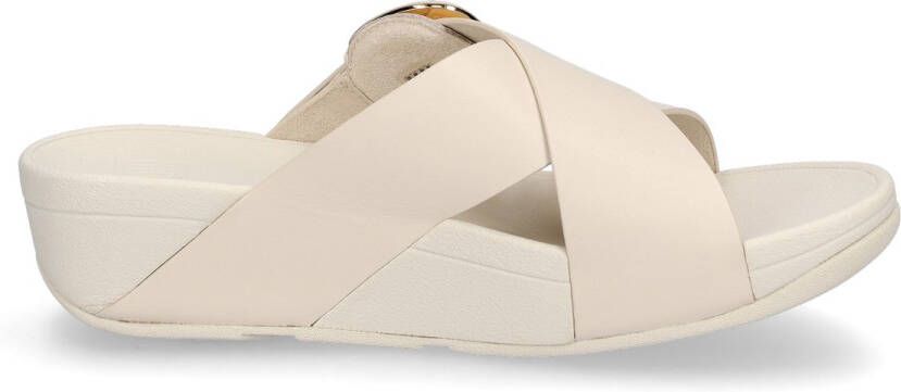 Fitflop Slippers LULU RESIN-BUCKLE LEATHER CROSS SLIDES