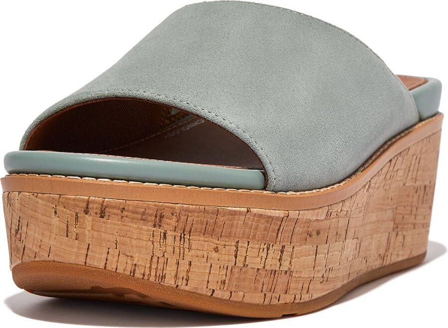 FitFlop Eloise Cork-Wrap Suede Wedge Slides BLAUW