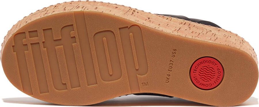 FitFlop Eloise Leather Cork Strappy Wedge Sandals ZWART