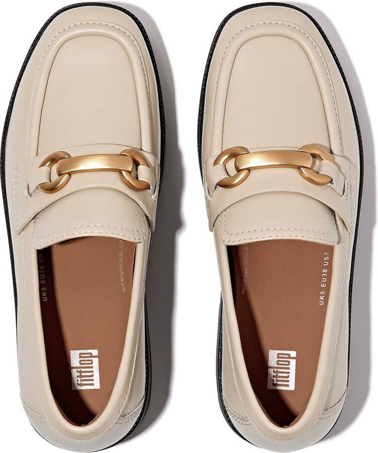 FitFlop F-Luma Chunky-Snaffle Leather Demi-Wedge Loafers BEIGE