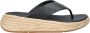 FitFlop F-Mode Espadrille Leather Flatform T Post Sandals ZWART - Thumbnail 3