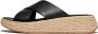 FitFlop F-Mode Espadrille Leather Flatform Cross Slides ZWART - Thumbnail 1