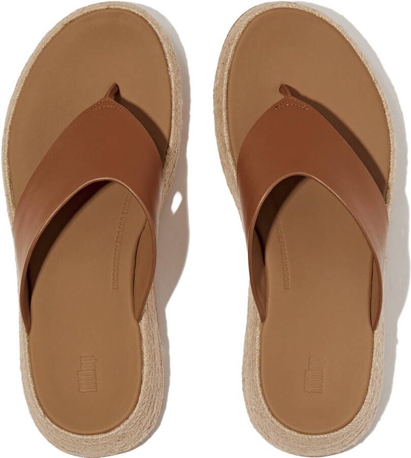 FitFlop F-Mode Espadrille Leather Flatform T Post Sandals BRUIN
