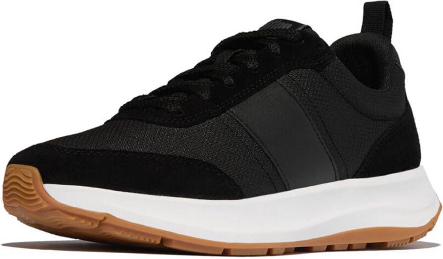 FitFlop F-Mode Flow Mens Suede-Mix Sneakers ZWART