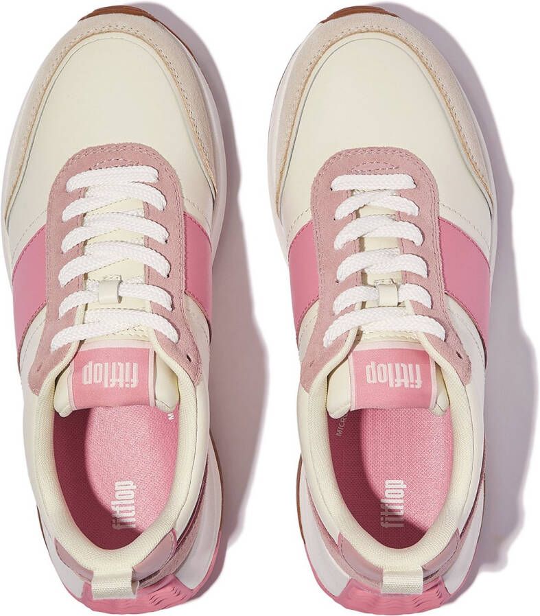 FitFlop F-Mode Flow Sneaker Leather & Suede Mix WIT