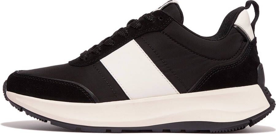 FitFlop F-Mode Flow Sneaker Nylon & Suede Mix ZWART