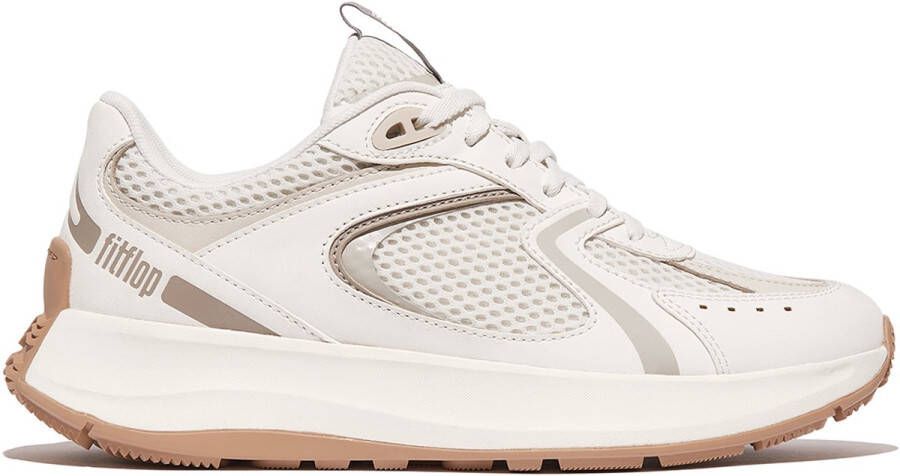 FitFlop F-Mode Flow Suede Mesh Leather Flatform Sneakers WIT