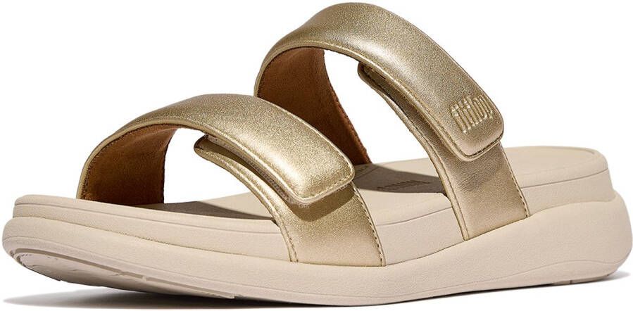 FitFlop F-Mode Go Adjustable Flatform Two-Bar Slides Vrouwen Platino
