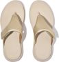 FitFlop F-Mode Go Adjustable Flatform Toe-Post Sandals Vrouwen Platino - Thumbnail 1
