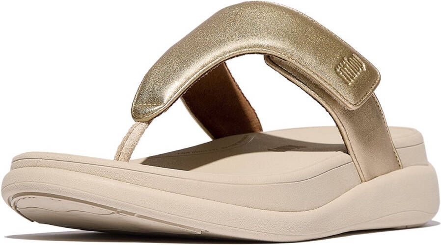 FitFlop F-Mode Go Adjustable Flatform Toe-Post Sandals Vrouwen Platino