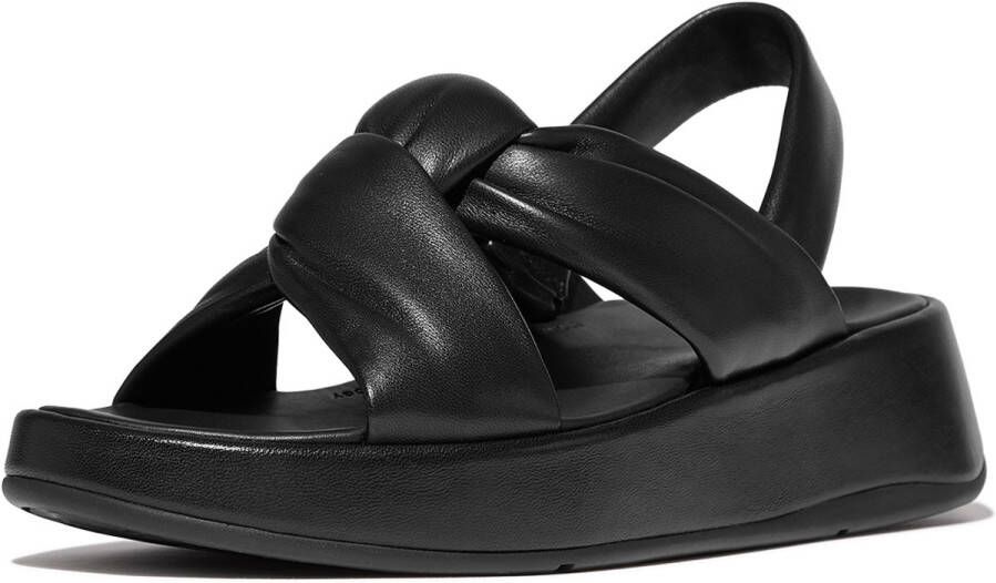 FitFlop F-Mode Knot Soft-Leather Flatform B Strap Sandals ZWART