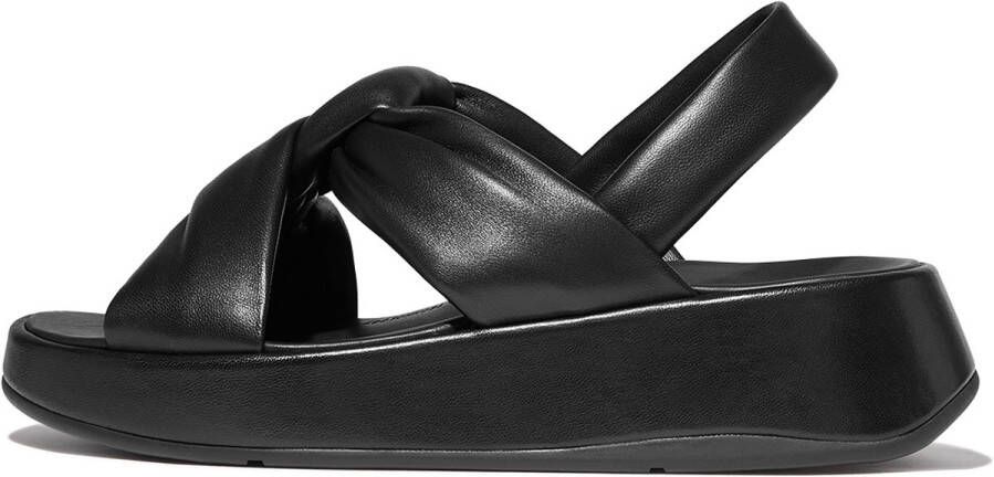 FitFlop F-Mode Knot Soft-Leather Flatform B Strap Sandals ZWART
