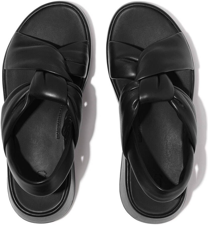 FitFlop F-Mode Knot Soft-Leather Flatform B Strap Sandals ZWART
