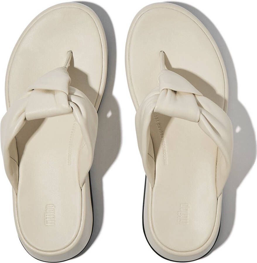 FitFlop F-Mode Knot Soft-Leather Flatform Toe-Post Sandals BEIGE