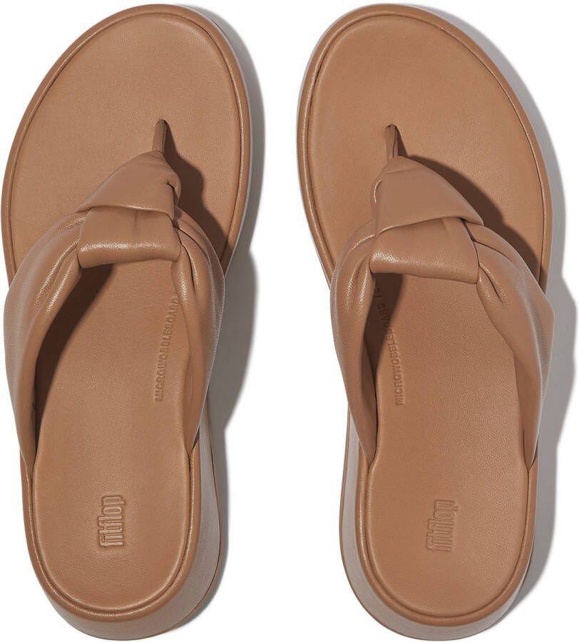 FitFlop F-Mode Knot Soft-Leather Flatform Toe-Post Sandals BRUIN