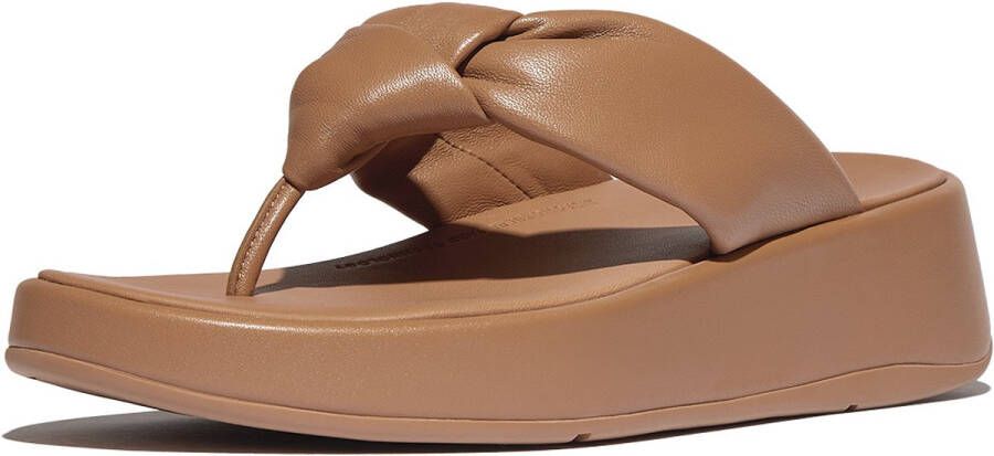 FitFlop F-Mode Knot Soft-Leather Flatform Toe-Post Sandals BRUIN