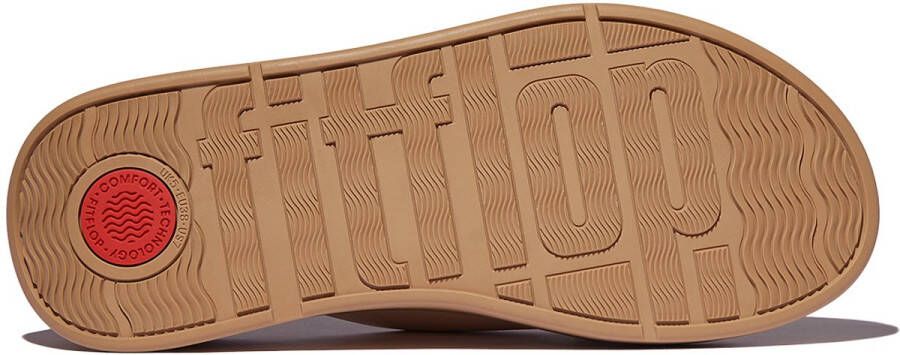 FitFlop F-Mode Leather Flatform Cross Slides BEIGE