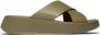 FitFlop F-Mode Leather Flatform Cross Slides GROEN - Thumbnail 2