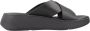 FitFlop Slippers F-MODE LEATHER FLATFORM CROSS SLIDES All Black - Thumbnail 2