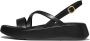 FitFlop F-Mode Leather Flatform Strappy Back-Strap Sandals ZWART - Thumbnail 1