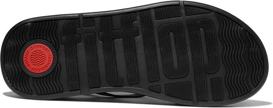 FitFlop F-Mode Leather Flatform Strappy Back-Strap Sandals ZWART