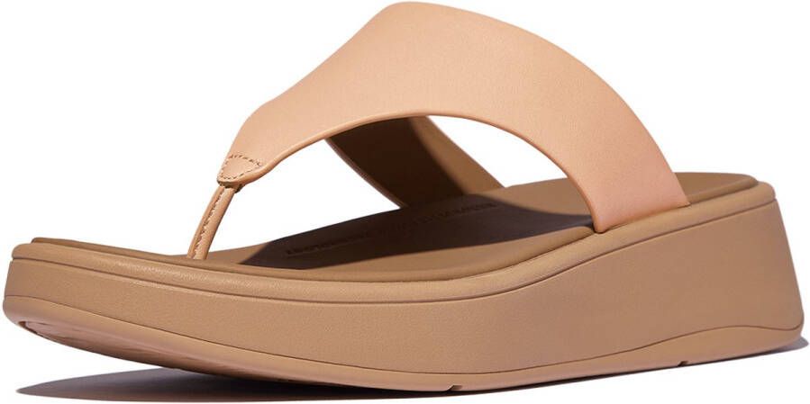 FitFlop F-Mode Leather Flatform Toe-Post Sandals BEIGE